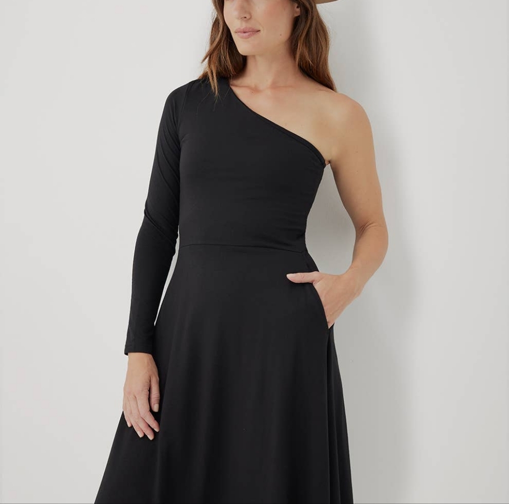 Pact: Chic Black One Shoulder Dress